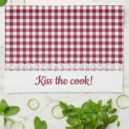 Gingham Lace en naam in Burgundy Red Theedoek