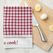 Gingham Lace en naam in Burgundy Red Theedoek (Quarter Fold)