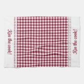Gingham Lace en naam in Burgundy Red Theedoek (Horizontaal)