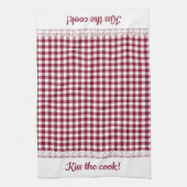 Gingham Lace en naam in Burgundy Red Theedoek (Verticaal)