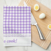Gingham Lace en naam in het Lavender paars Theedoek (Quarter Fold)