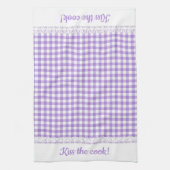 Gingham Lace en naam in het Lavender paars Theedoek (Verticaal)