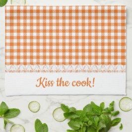 Gingham Lace en naam in het Sinaasappel van Tango Theedoek
