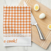 Gingham Lace en naam in het Sinaasappel van Tango Theedoek (Quarter Fold)