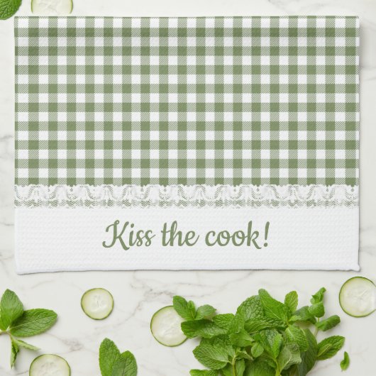 Gingham Lace en naam in Highland Green Theedoek (Gevouwen)