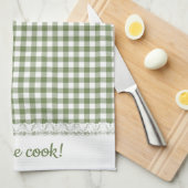 Gingham Lace en naam in Highland Green Theedoek (Quarter Fold)