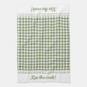 Gingham Lace en naam in Highland Green Theedoek (Verticaal)