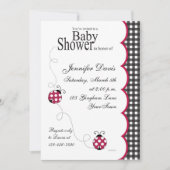 Gingham Lady Bug Baby shower Uitnodiging (Voorkant)