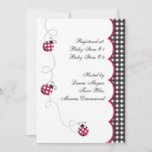 Gingham Lady Bug Baby shower Uitnodiging (Achterkant)