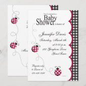 Gingham Lady Bug Baby shower Uitnodiging (Voorkant / Achterkant)