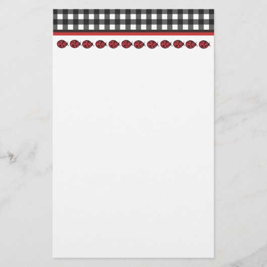 Gingham Ladybug Briefpapier (Voorkant)