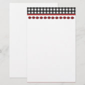Gingham Ladybug Briefpapier (Voorkant / Achterkant)