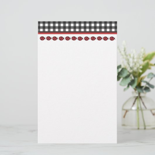 Gingham Ladybug Briefpapier (Staand voorkant)