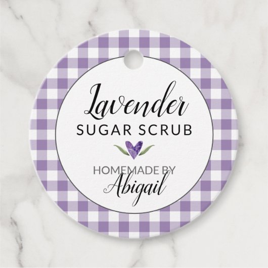 Gingham Lavendel Suikerscrub (met ingrediënten) Bedankjes Labels (Voorkant)