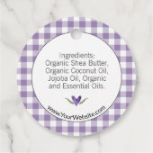 Gingham Lavender Sugar Scrub (met ingrediënten) Bedankjes Labels (Achterkant)