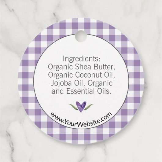 Gingham Lavender Sugar Scrub (met ingrediënten) Bedankjes Labels (Achterkant)