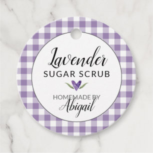Gingham Lavender Sugar Scrub (met ingrediënten) Bedankjes Labels