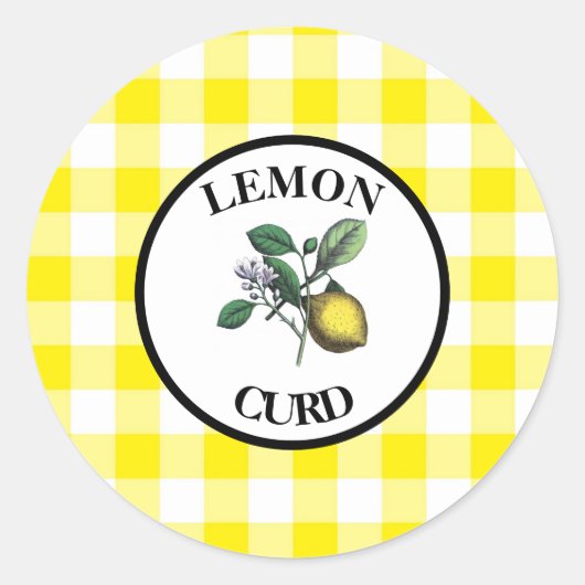 Gingham Lemon Curd Ronde Sticker (Voorkant)