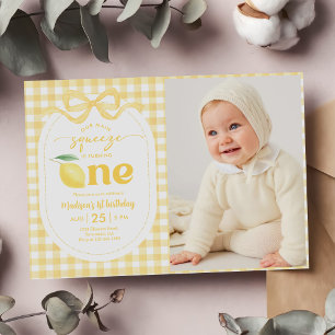 Gingham Lemon Onze belangrijkste squeeze 1e verjaa Kaart