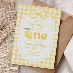 Gingham Lemon Onze belangrijkste squeeze 1e verjaa Kaart