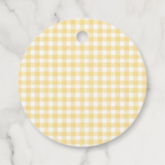 Gingham Lemon Themd 1e verjaardag Bedankjes Labels (Achterkant)