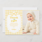 Gingham Lemon Themd 1e verjaardag foto Bedankkaart (Voorkant)