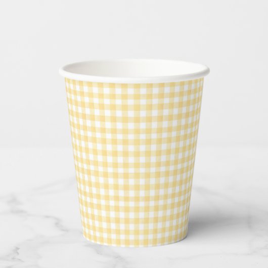 Gingham Lemon Themd 1e verjaardag Papieren Bekers (Achterkant)