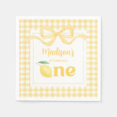 Gingham Lemon Themd 1e verjaardag Servet (Voorkant)