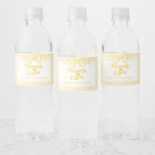 Gingham Lemon Themd 1e verjaardag Waterfles Etiket