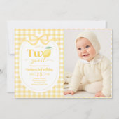 Gingham Lemon Themd 2e verjaardag foto Kaart (Voorkant)