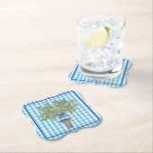 Gingham Lemons Lemon Tree Napkins Kartonnen Onderzetters (Insitu)