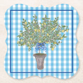 Gingham Lemons Lemon Tree Napkins Kartonnen Onderzetters (Voorkant)
