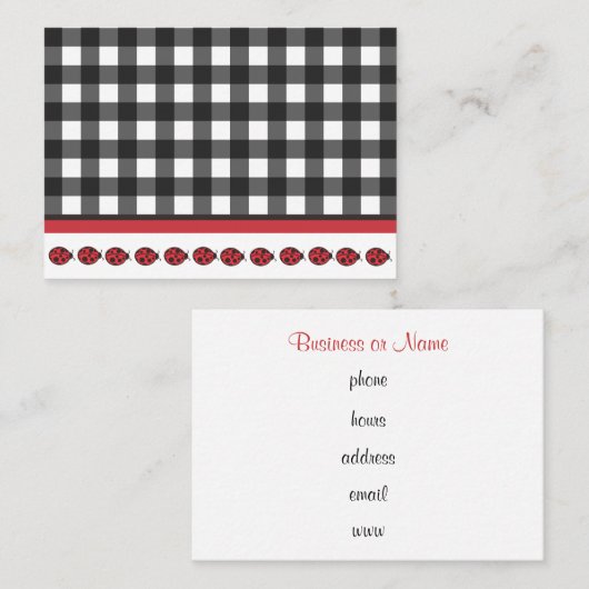 Gingham Lieveheersbeestje Visitekaartje (Voorkant / Achterkant)