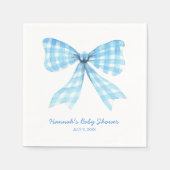Gingham Lint Blauwe Boog Baby Jongen Douche Servet (Voorkant)