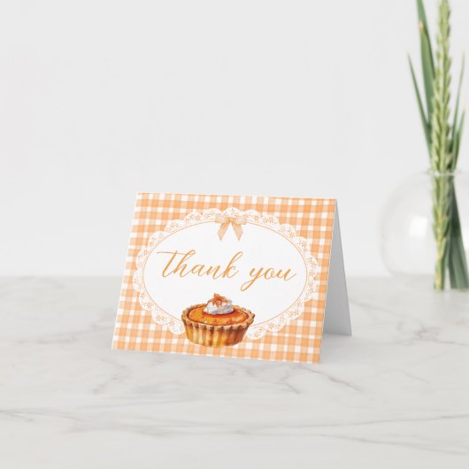 Gingham Little Cutie Pie Baby shower Bedankkaart (Voorkant)