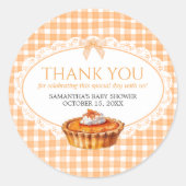 Gingham Little Cutie Pie Baby shower Ronde Sticker (Voorkant)