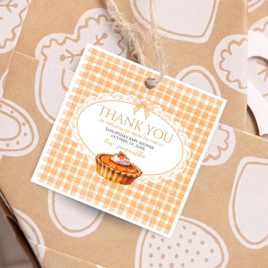Gingham Little Cutie Pie Baby shower Square Bedankjes Labels