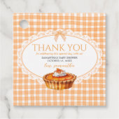Gingham Little Cutie Pie Baby shower Square Bedankjes Labels (Voorkant)