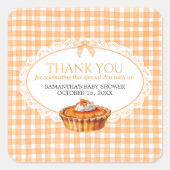 Gingham Little Cutie Pie Baby shower Vierkante Sticker (Voorkant)