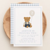 Gingham, little teddy bear birthday  kaart