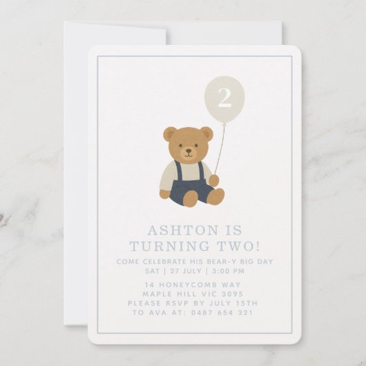 Gingham, little teddy bear birthday  kaart (Voorkant)