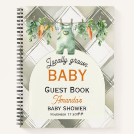 Gingham Locally Grown Baby Shower Guest Book Notitieboek