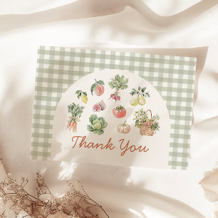 Gingham lokaal geteelde baby shower bedankkaart
