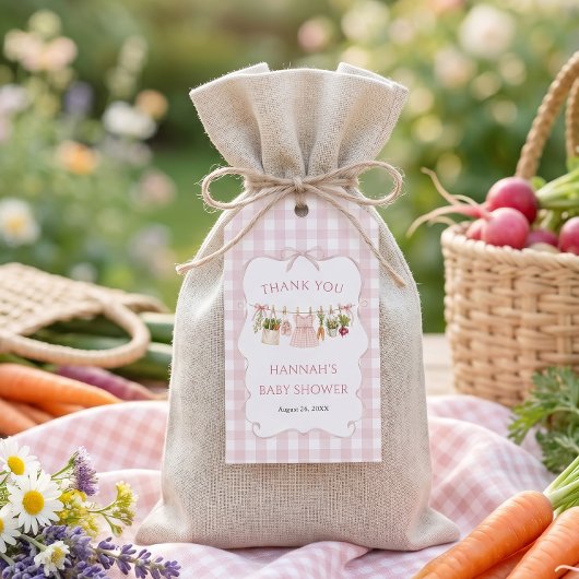 Gingham Lokaal Geteelde Baby Shower Cadeaulabel