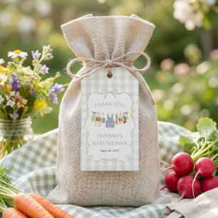 Gingham Lokaal Geteelde Babyborrel Cadeaulabel