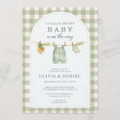 Gingham Lokaal Geteelde Couples Baby Shower Kaart (Voorkant)