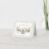Gingham Lokale Baby Shower Bedankt Jongen (Voorkant)