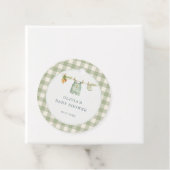 Gingham Lokale Baby Shower Feestje Bedankjes Labels (In situ)