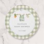 Gingham Lokale Baby Shower Feestje Bedankjes Labels (Voorkant)