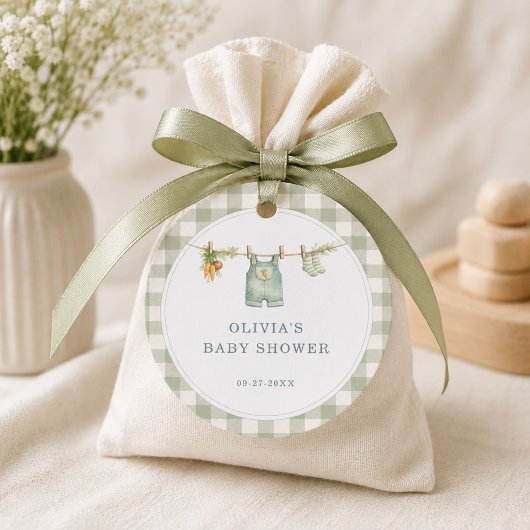Gingham Lokale Baby Shower Feestje Bedankjes Labels